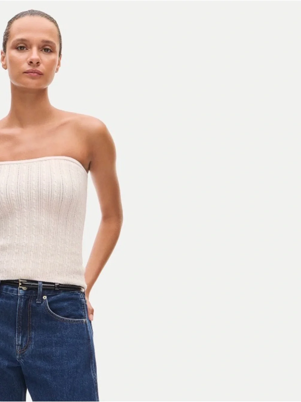 J. Crew Cream Cable-Knit Strapless Tube Top